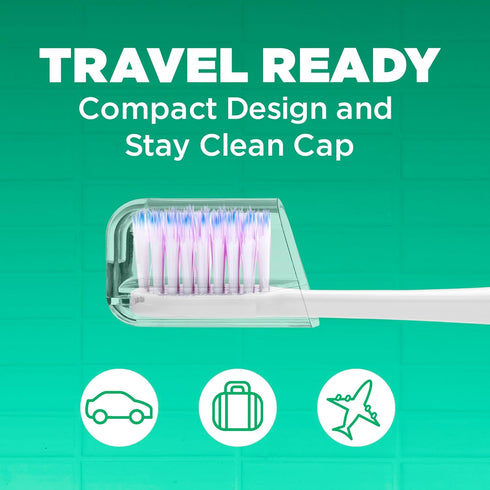 GUM Sonic Powered Toothbrush, Tapered Bristles Clean Below The Gumline, Bundle, White, 1 Handle(1ct) + 2 Refills(2ct. 1pk)...