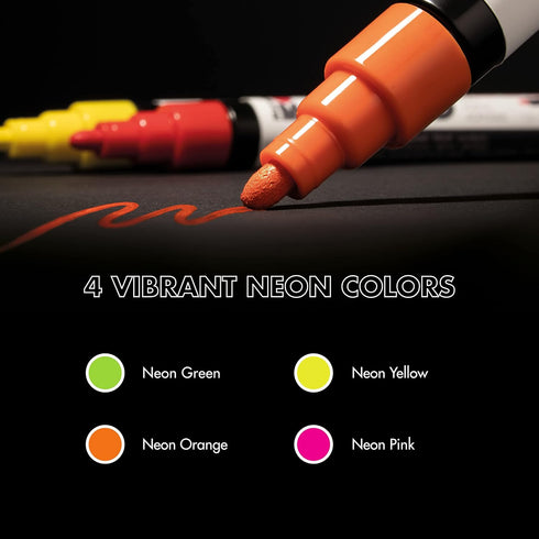 Marabu YONO Neon Paint Markers - Unleash Your Creativity with Our Versatile Set of 4 Acrylic Paint Pens for Any Surface...