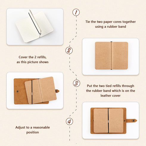 Leather Small Travel Journal Notebook, Vintage Daily Journal notebook Lined Paper, Handmade Mini Leather Notepad for Women & Men(2 pack/brown*2)...