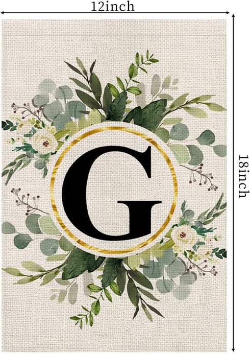 LUTER Monogram Letter G Garden Flag, 12x18 Inch Floral Garden Flag Garden Letter Flags Burlap Flag Family Last Name for Outside, Yard, Patios, Law...