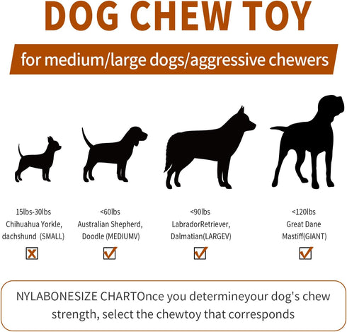Dog Toys for Aggressive Chewers - Long-Lasting Nylon Chew Bones, IndestructibleToys for Medium to Large Breeds, Teething Toys to Keep Them Busy (B...