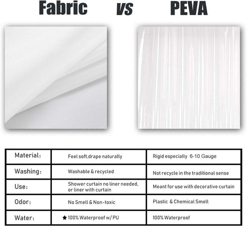 Barossa Design Waterproof Fabric Shower Curtain or Liner Microfiber - Soft Cloth & Hotel Quality, Machine Washable White Shower Curtain Liner for ...