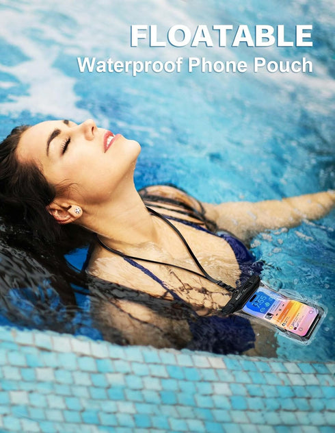 Waterproof Phone Pouch Floating, Waterproof Phone Case with Lanyard for iPhone 15 14 13 12 Pro Max XS Samsung, IPX8 Cellphone Dry Bag Beach Kayak ...