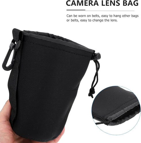 2pcs Camera Lens Bag Camera Lens Accessories Drawstring Lens Case Lens Pouch Bag Camera Lens Case Bag Shockproof Camera Lens Case Bag for Dslr Cam...