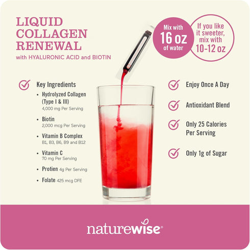 NatureWise Liquid Collagen for Women & Men 4000mg, Collagen Peptides with Biotin for Hair, Skin and Nails + Vitamin C + Vitamin B Complex - Collag...