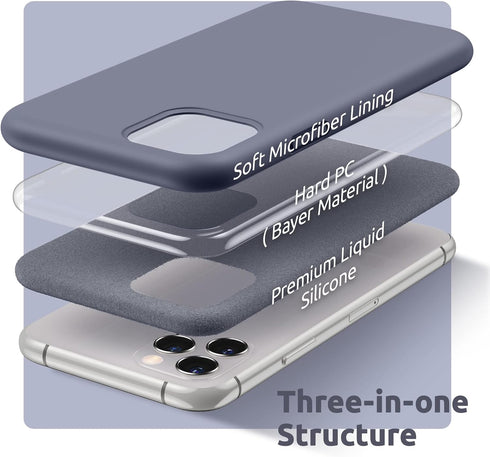 SURPHY Compatible with iPhone 11 Pro Case 5.8 inches, Thickened Liquid Silicone Phone Case (with Microfiber Lining) for 11 Pro 2019, Lavender Gray...