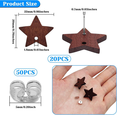 Wood Earring Studs for Jewelry Making,70Pcs Wooden Earrings Posts for Earring Findings Wood Stud Earring Posts with Loop Earring Pin Studs Bulk wi...