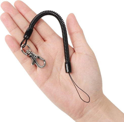 uxcell Retractable Coil Springs Lanyard, 3 Pcs Keychain Cord Holder Strap with Lobster Claw Clasps, Spiral Stretchy Anti-Theft Security Cable Rope...