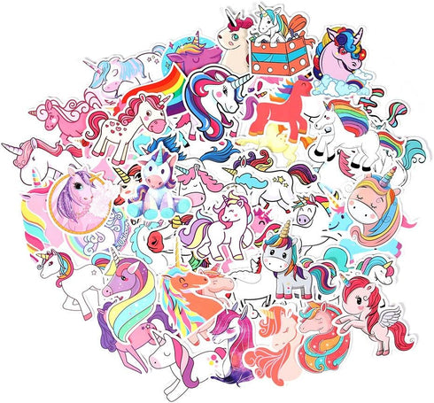 Unicorn Stickers 50pcs, Cute Girls Stickers Pack for Laptop Water Bottle Hydroflask Book Gifts Bag, Vinyl Waterproof Decals Rainbow Unicorn Decora...