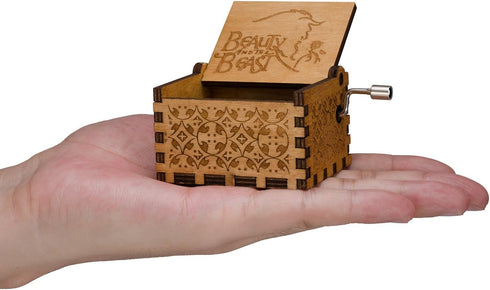 Huntmic Wooden Beauty and The Beast Music Box, Hand Crank Classic Antique Carved Wood Musical Boxes Birthday Gift for Kids Children...