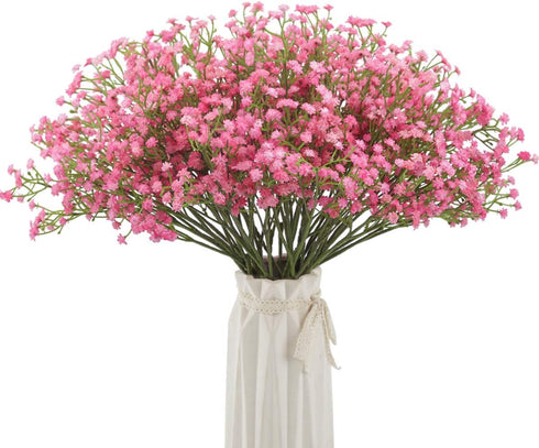 BOMAROLAN Artificial Baby Breath Flowers Fake Gypsophila Bouquets 12 Pcs Plastic Fake Real Touch Flowers for Wedding Decor DIY Home Party?Pink?...