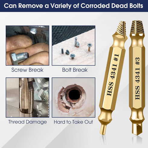 Damaged Screw Extractor Kit Stripped Screw Extractor Set DIY Hand Tools Gadgets Gifts for Men Broken Bolt Extractor Remover Sets, 6PC HSS Drill Bi...