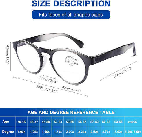 AQWANO 3-Pack Bifocal Computer Reading Glasses Blue Light Blocking, Lightweight Comfort Ultra-Thin Stylish Round Bifocal Readers Sunglasses, 3.5...