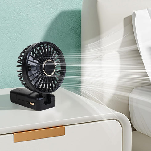 Portable Handheld Fan,Rechargeable Personal Fan,Foldable Neck Fan with Digital Display,Lanyard,Adjustable,5 Speeds,Rechargeable Battery Operated,Q...