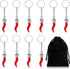 Remuuly 10 Pcs Italian Horn Keychain Italian Red Horn Charm Chili Pepper Keychain Souvenir for Car Mirror Accessories...