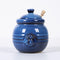 Cutiset Ceramic Honey Pot with Lid and Dipper, 20oz rustic Honey Jar (Blue)...