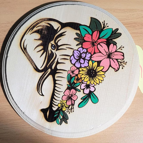 2Pcs Floral Elephant Stencil Reusable Self-Adhesive Silk Screen Printing Animals Stencil Silkscreen Stencil Chalk Paste Stencil for Wood/T-shirt/W...