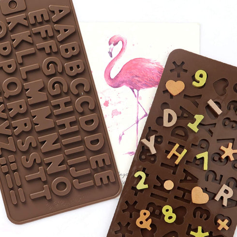 4 Pcs Silicone Mold, AIFUDA Letter, Number Silicone Molds and Number Molds with Happy Birthday Cake Decorations Symbols for DIY Cookies, Chocolate...