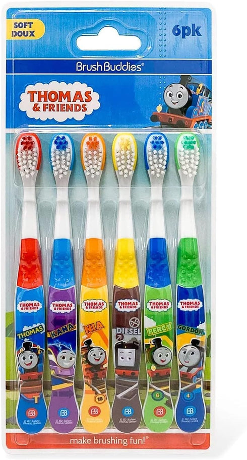 Brush Buddies Thomas & Friends Toothbrush for Kids, Kids Toothbrushes, Toddler Toothbrush Ages 2-4, Soft Bristles for Kids, 6PK...