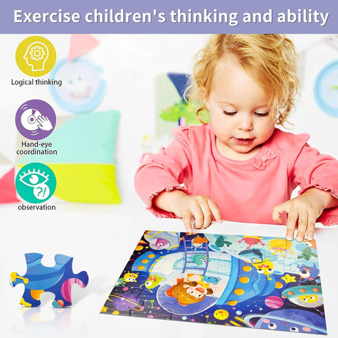 Puzzles for Kids Ages 3-5, Cosmic Adventure Jigsaw Puzzles with Packag Box, 24 Piece Jigsaw Puzzles for 3-8 Years Toddlers, Boys Girls Educational...