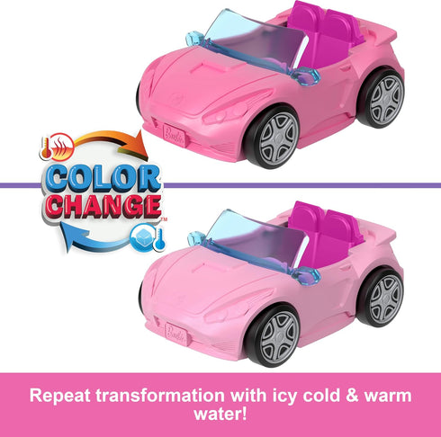 Barbie Mini BarbieLand Doll & Toy Vehicle Sets, 1.5-inch Doll & Convertible Car with Color-Change Surprise, Plus Street Sign Accessory...