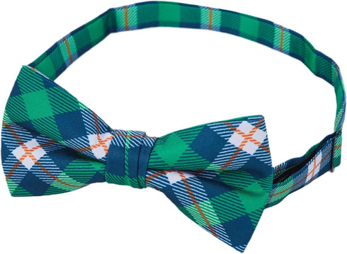 Jacob Alexander Men's Tartan Plaid Pattern Pre-Tied Adjustable Banded Bow Tie - Green Blue White...