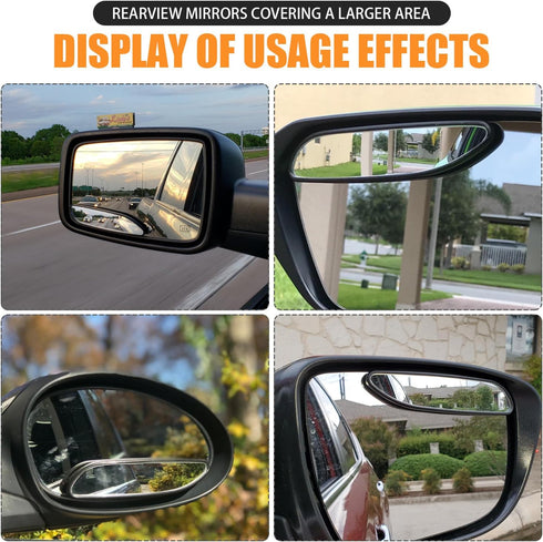 2 PCS Car Rearview Mirror Blind Spot Mirror, 5.23" x 1.18" ABS Shell Adjustable Convex Reversing Auxiliary Mirror, 3M Adhesive Backing for Easy In...
