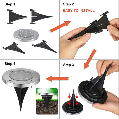 LYHOPE Solar Ground Lights Outdoor, 1 Pack 8 LED Solar Disk Lights Waterproof Garden In-ground Pathway Lights Landscape Lighting for Lawn,Yard,Dec...