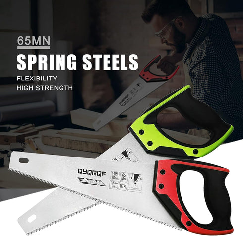14 in. Pro Hand Saw, 11 TPI Fine-Cut Soft-Grip Hardpoint Handsaw Perfect for Sawing, Trimming, Gardening, Cutting Wood, Drywall, Plastic Pipes, Sh...