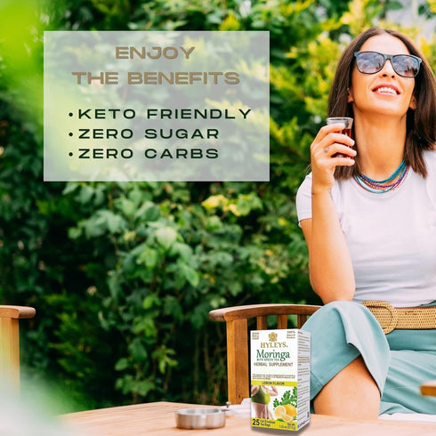 Hyleys Moringa Oleifera and Green Tea Lemon Flavor - 25 Tea Bags - Superfood Miracle Tree Tea with Dried Moringa Oleifera Leaves...