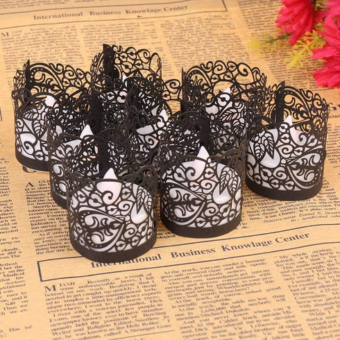 50 Pack Flameless Tea Light Candle Holder Set for LED Tealight Candles (Not Included) ?Balck?...