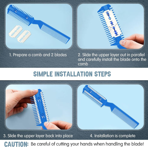 5 Pieces Razor Comb for Dogs Hair Grooming Trimmer Comb for Pet Razor Comb with 25 Extra Blades Manual Dog Hair Trimmer Comb Double Edge Razor for...