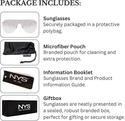 NYS Collection Flat Top Shield Metal Aviator Sunglasses for Men Women 100% UV400 Protection...