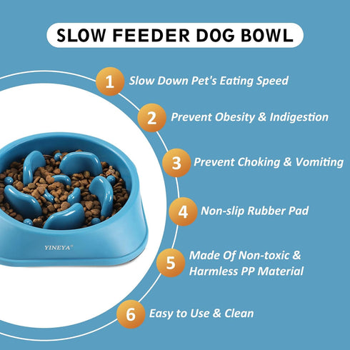 2Pcs Slow Feeder Dog Bowls Large Breed, Dog Slow Feeder Bowl, Dog Food Bowls Slow Feeder, Dog Bowl Slow Feeder, Dog Bowl That Slow Down Eating, Pu...