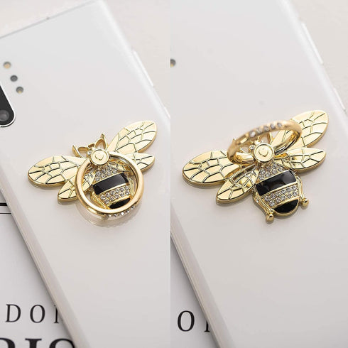 Allengel Bee Phone Ring Holder Finger Kickstand with Crystal, Cute Phone Ring Grip Holder for iPhone or Smartphone Cases, Gold Black...