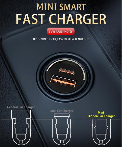 USB C Car Charger, YIHAIXINGWEI Fast Car Charger Dual Port, Mini Metal Cigarette Lighter USB Charger for iPhone14/13 Pro Max Samsung S23/S22 (Pull...