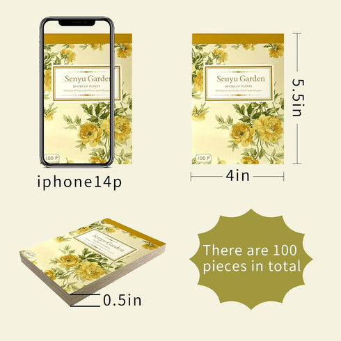 100Scrapbook Craft Paper Kit for Scrapbook Journaling Supplies?Yellow FlowerCraft Supplies Materials Decoupage Paper for Scrapbooking Supplies?Bul...