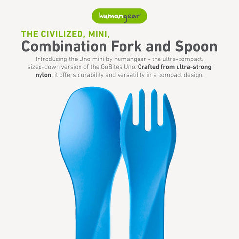 humangear GoBites Uno | Travel & Camping Utensils | Portable & Convertible Dining Ware | Multi-Functional Spork, Light Blue...