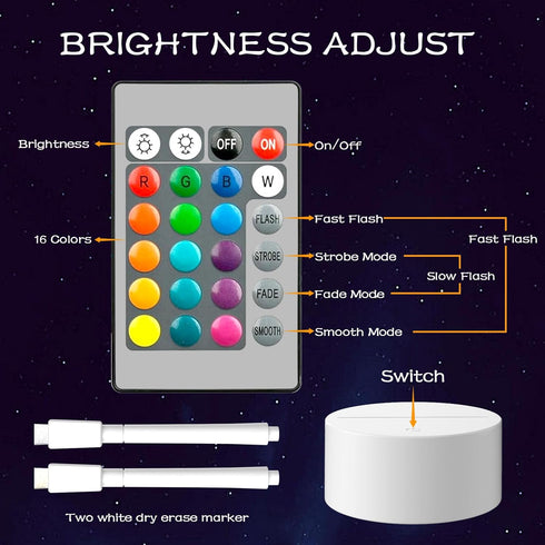 Acrylic Dry Erase Board with Light, Message Board DIY Acrylic Lamp, Led Note Board Remote Control/16 Colors Change/2Powers Mode Night Light Board,...
