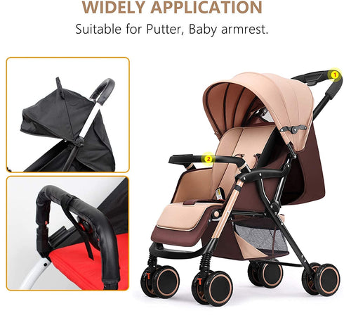 CHILDHOOD Baby Stroller Armrest Handle Sleeve Cover Universal Handle Cover Artificial Leather Black...