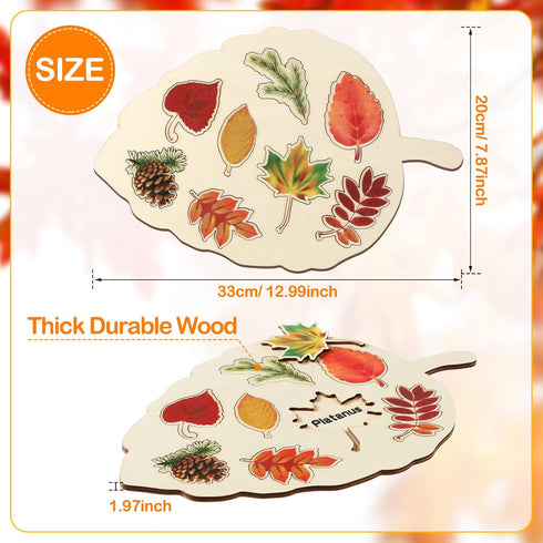 Kathfly 2 Pieces Leaf Wooden Jigsaw Puzzles Leaf Puzzle Montessori Toy Montessori Puzzle Early Educational Learning Puzzle for Birthday Gift Early...
