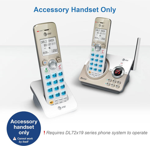 AT&T DL70019 Accessory Handset for DL72x19 Phone with Bluetooth Connect to Cell, Call Blocking, 1.8" Backlit Screen, Big Buttons, intercom, and Un...