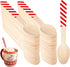 100 Pieces Wooden Spoons Disposable 5.5'' Christmas Disposable Wooden Spoon Pattern Wooden Spoons for Hot Chocolate Wooden Tasting Spoons for Cake...