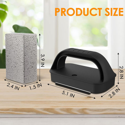 Grill Griddle Cleaning Brick Block, Heavy Duty Grill Cleaning Stone Bricks with Handle, Pumice Griddle Cleaning Stone for Removing BBQ Grills, Poo...