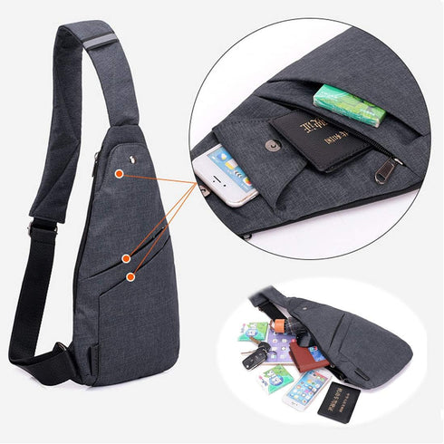 Sling Bag Anti-Thief Crossbody Personal Pocket Bag Lightweight Chest Shoulder Backpack for Travel Hiking (Dark Grey)...