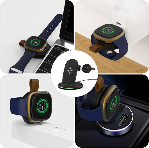 3 in 1 Journey Charger for Fitbit sense2/sense/versa 3/Versa 4, Wireless Charger for iphone14/Samsung Galaxy S23, AirPods Pro, Galaxy Buds Pro, Ot...