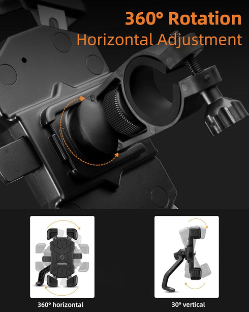 ROCKBROS Bike Phone Holder Mount for 4.5''-7.1'' Phones, Quick Release Handlebar Clamp, 360 Rotatable Motorcycle Mount...