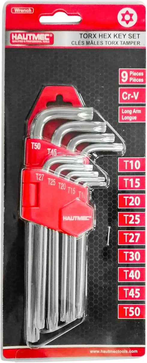 HAUTMEC Star Wrenche Set Star Key Set L Shape Metric Allen Wrench Set 9-Piece, Chrome Vanadium Steel and Drilled tips for Tamper Resistant Fastene...