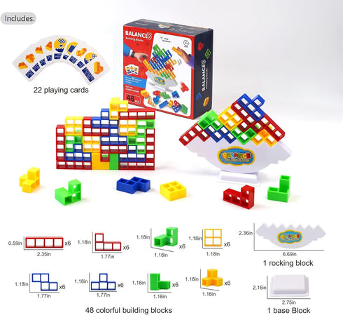 48 PCS Tetra Tower Game (Ages 3 and Up) - Easy Stack Attack Game for Adults & Kids, Balance Stacking Board Games for 2 Players+, Perfect for Kids,...