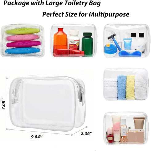 4 Packs Toothbrush Travel Case, Portable Travel Toothbrush Holder with Large Toiletry Bag for Travel, Business Trip, Camping, Home...